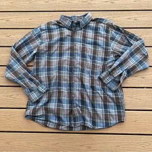 Eddie Bauer Shirt Mens XL Tall Long Sleeve Plaid Pockets Button Down Relaxed Fit